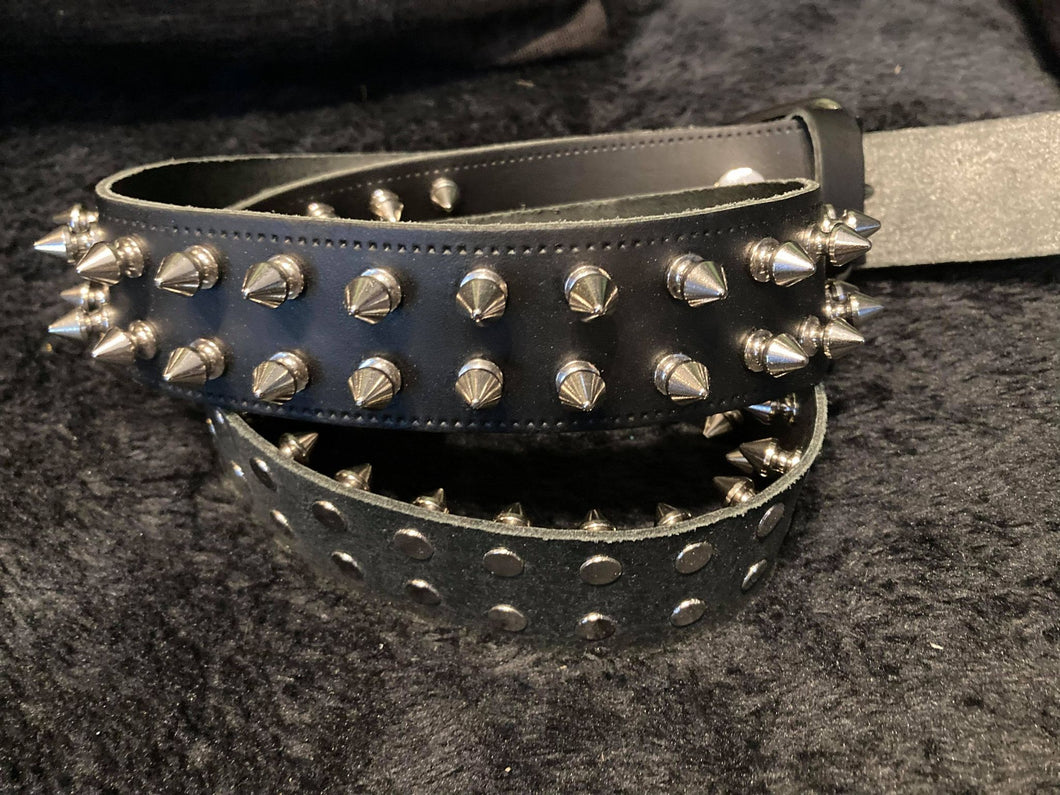 Spiked Leather Belt (2 Row)
